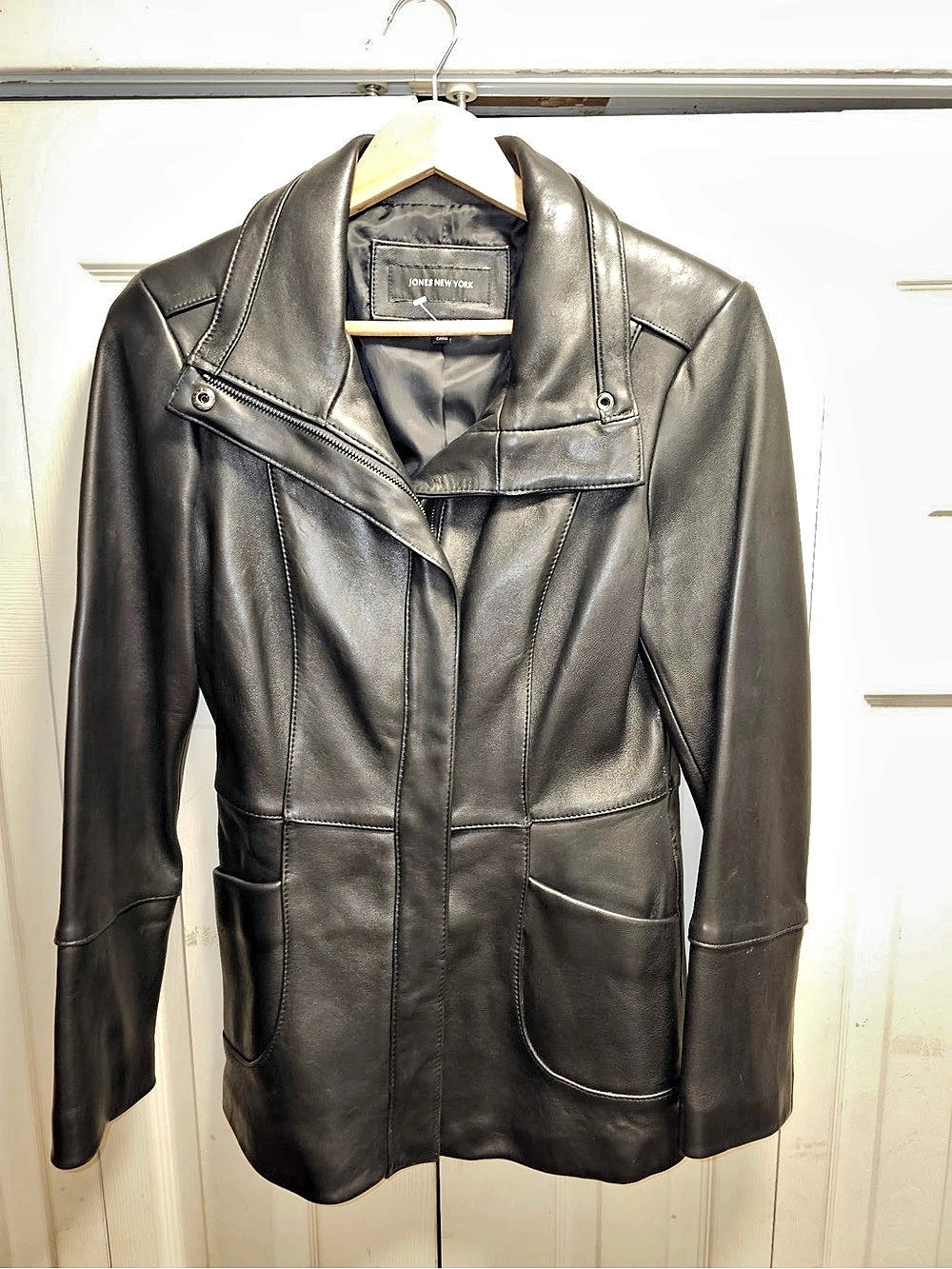Jones New York Leather Jacket in Black New